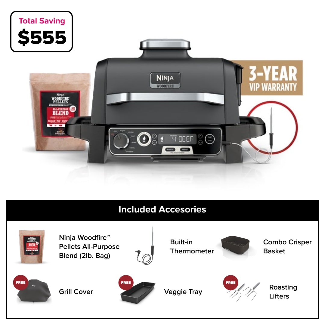 Ninja Woodfire™ Pro Outdoor Grill with Built-in Thermometer and Premium Package